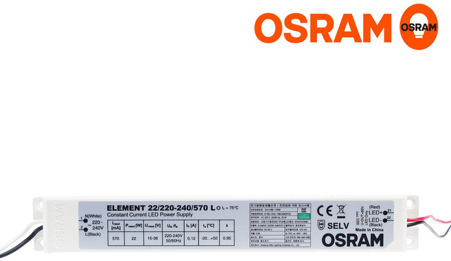 [용량확인필수 570mA] 오스람 LED 형광등용 컨버터 ELEMENT 22/220-240 570 L, 직관LED램프용 컨버터, 1개