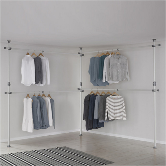 왕자행거 점보 코너 4단 조절행거, 아이보리실버