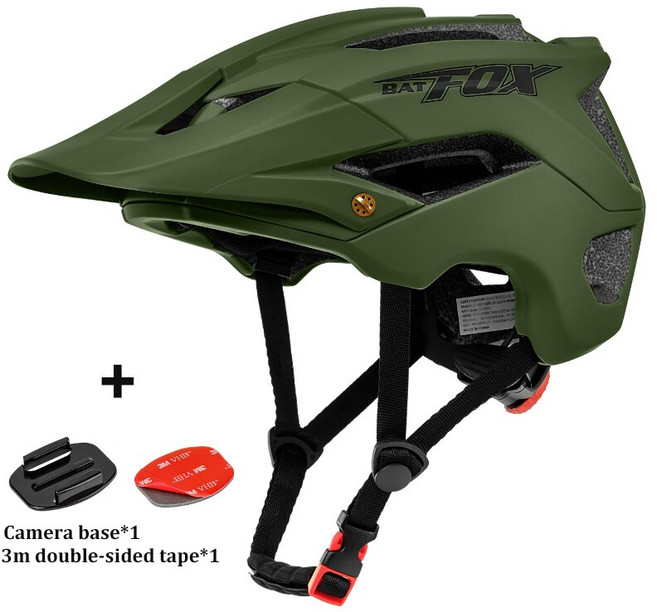 BATFOX 자전거 헬멧 남성용 여성용 MTB 사이클링 헬멧 일체형 산악 자전거 헬멧 capacete ciclismo mtb 헬멧 자전거, 5002G-밀리터리 그린, 1개