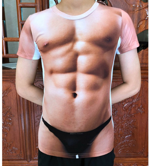 근육옷 근육맨 프레 복근 컨셉 머슬 몸짱수트 XXS 용품 티셔츠 복부 분장