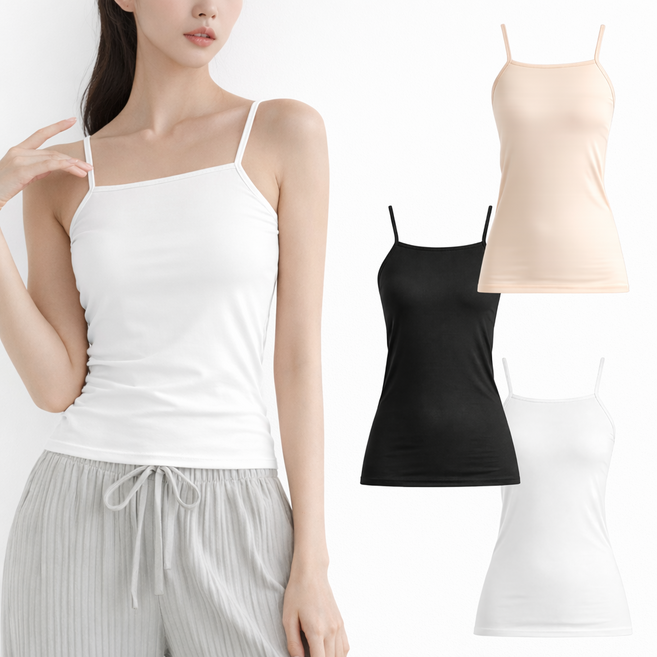 딥톡 여성용 베이직 속옷 끈나시 3종 세트 DT037