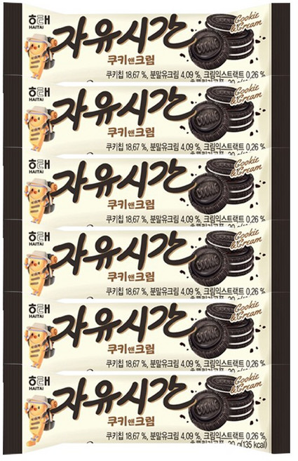 자유시간 쿠키앤크림, 30g, 6개