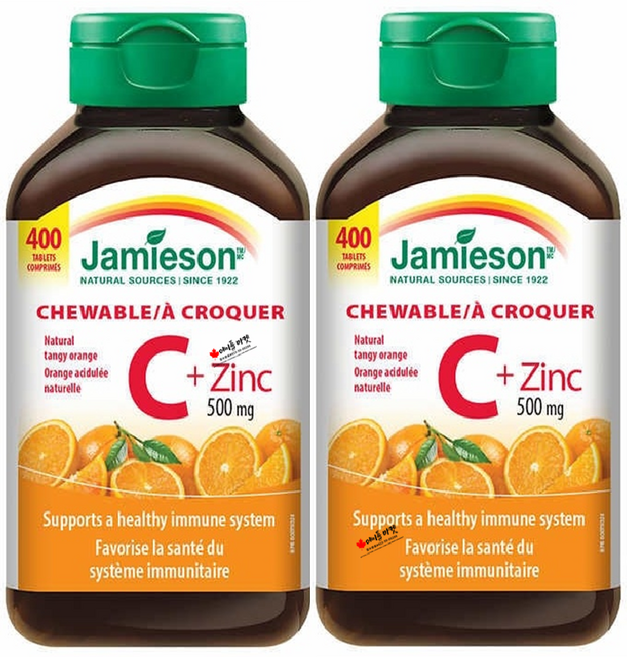 자미에슨 비타민C 아연 500mg 츄어블 400정 캐나다 직배송, 2개