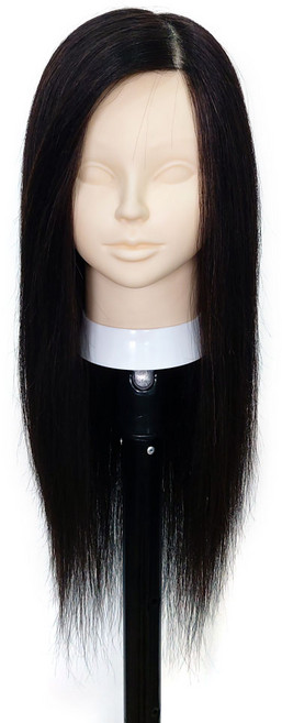 BEUGA(뷰가) 인모 100% 18인치 일본수출용 연습용 통가발 노메이크업 커트 드라이 아이롱 펌 염색 스타일링 미용 연습 가발, 블랙, 1개