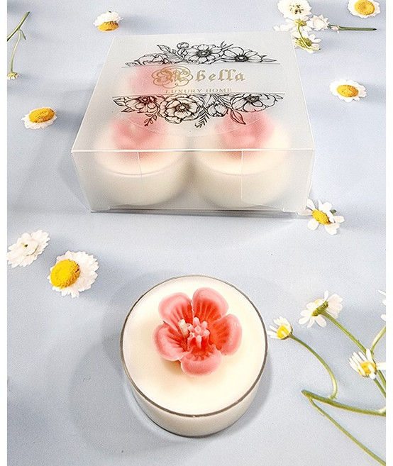 [아벨라] 플라워 무드등 소이 티라이트캔들 4구, 4개, 일랑일랑