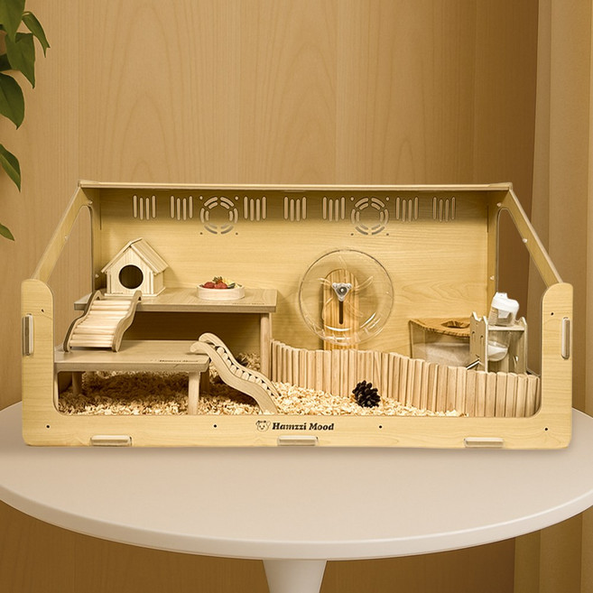 햄찌무드 원목 햄스터집 케이지 급수기, 특대형 80cm 세트, 1개