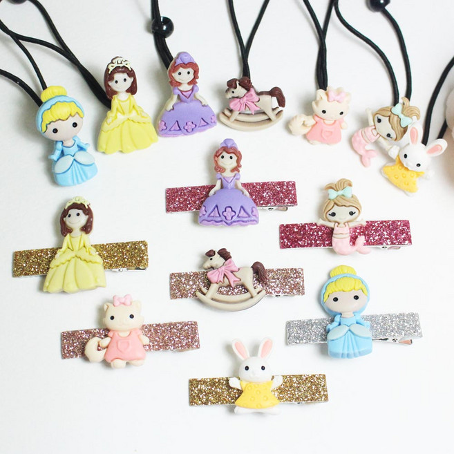 은꽃밴드 공주패치방울고무줄&머리핀 유아헤어핀