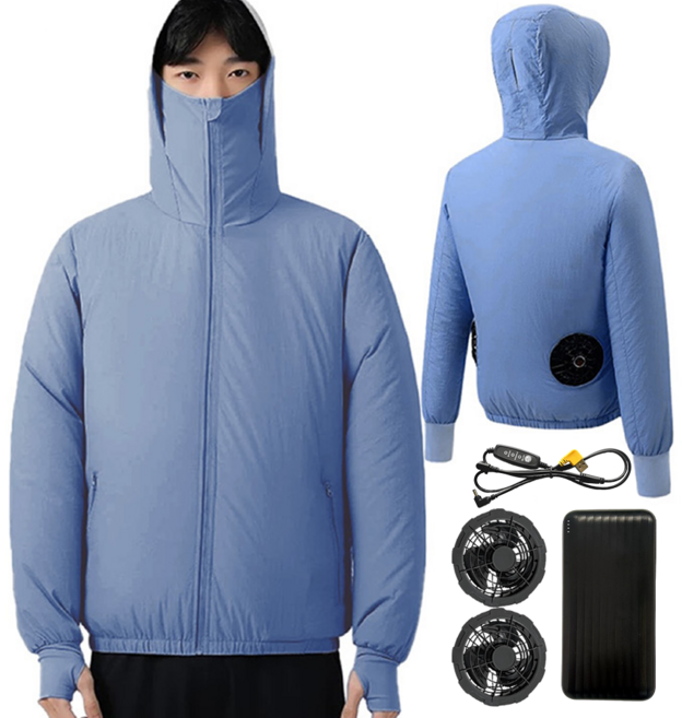 ZHZ 선풍기 옷 USB팬+보조배터리20000mAh 포함 남녀공용 여름 자외선 차단용 쿨링 K-2-23