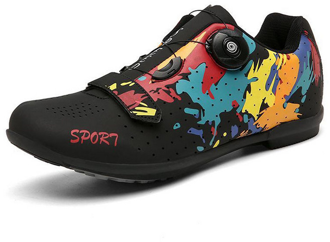 FANSYLI 남여공용 자전거신발 커플 초경량 평페달 자전거신발 스피닝슈즈 실내자전거 신발 라이딩신발 로드 클릿 슈즈 3호 W2603M17, 270, 블랙