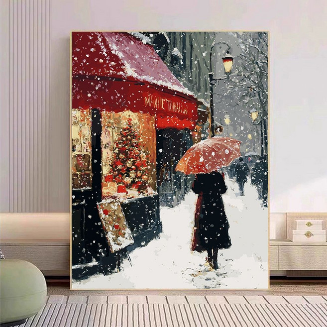 DIY 유화그리기 위메이크페인팅 인테리어 명화그리기 아트, 40x50cm 8세대, 눈의 밤 크리스마스 55색, 1개