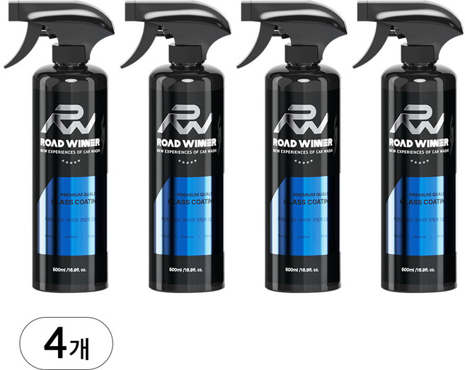 로드위너 차량용 발수 유리막 코팅제 습식, 500ml, 4개