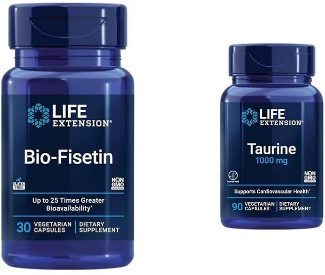 Life Extension 바이오-피세틴 30 캡슐 타우린 함유 세포 건강 번들 1000mg 90, Bio-Quercetin + Taurine, 1개, 30정 - 쿠팡