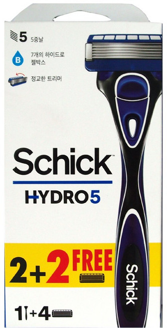 쉬크 하이드로5 면도기 + 하이드로5 면도날 4입형 (5중날 정교한 트리머장착), 1개