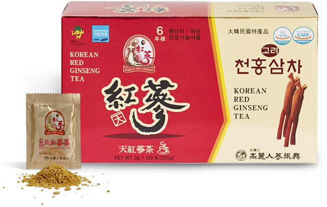 振興高麗人蔘 6年根高麗天紅蔘茶, 100個裝, 1盒, 3g