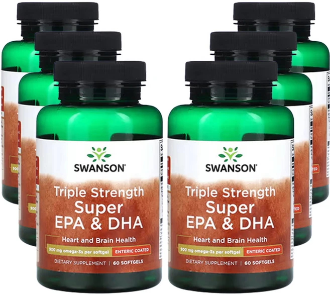 스완슨 3배 강도 슈퍼 EPA 및 DHA 900mg, 60정, 6개 - 쿠팡