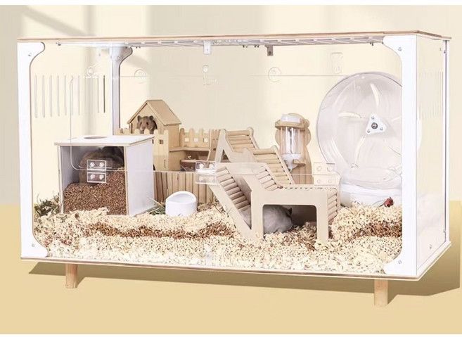 투명 햄스터 케이지 아크릴 하우스 계단 사육장 80cm 놀이터 가벼운 간이, 01.흰색 빈 케이지, 1개