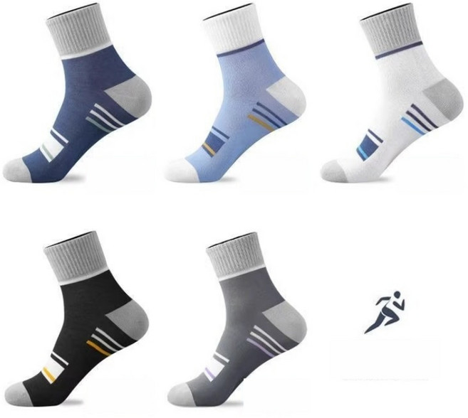 [5개1세트] 보리보리 남성용 투톤 5컬러 중목 패션 양말