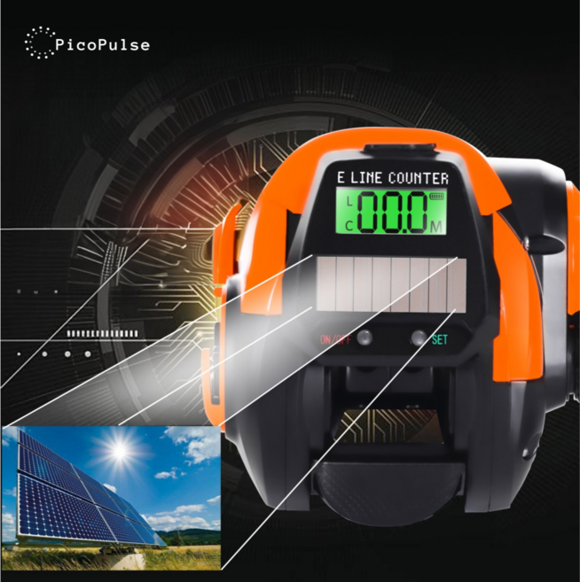 피코툴즈 태양열 충전 디지털 수심측정릴, 오렌지, 왼손잡이