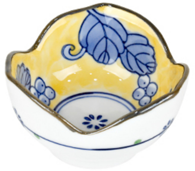 일식식기 VIP 노랑 꽃찬기 도자기 그릇, 1개