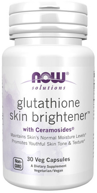 NOW Foods 穀胱甘肽&神經醯胺亮白素食膠囊, 30顆, 1罐