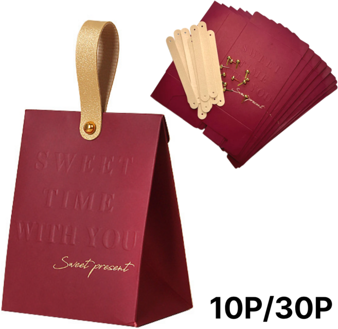 심플리비 삼각 핸들 답례품 구디백 선물 상자, 10개, 단일