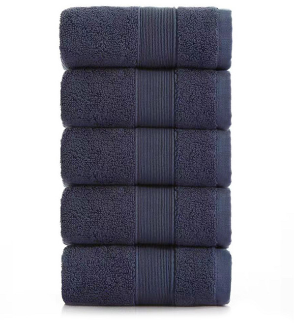 록신 호텔수건 타월 코면사 부드러운 540GSM 40수 5종세트, 네이비, 5개