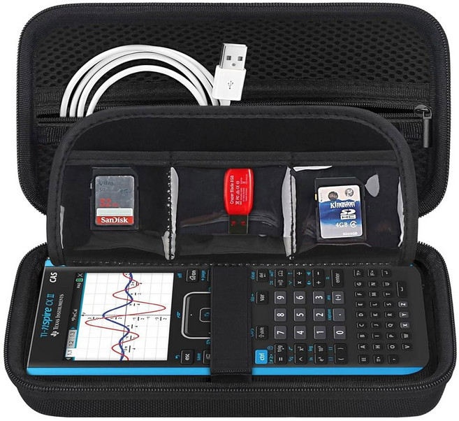 BOVKE Texas Instruments TI Nspire 액세서리를 컬러 CX 블랙 USB 휴대용 등을 CX 공학용 케이스 추가 II 케이블 CAS 기타 CAS 계산기 교체품, 블랙+내부 블랙