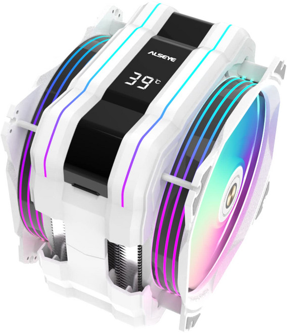 ALSEYE M120DPlus CPU 쿨러 온도 표시 공기 냉각 CPU 쿨러 듀얼 ARGB PWM 120mm 팬이 포함되어 있으며 Intel LGA17001200115X201120661366 및 AMD AM4를 지원합니다., 하얀색