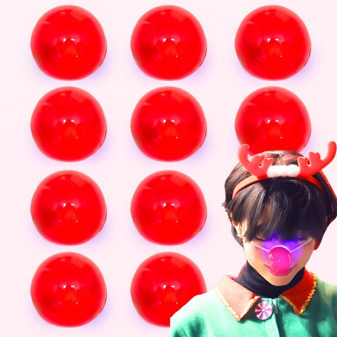 스투피드 크리스마스 루돌프 코, 1세트, LED 점등 루돌프 코 12개입