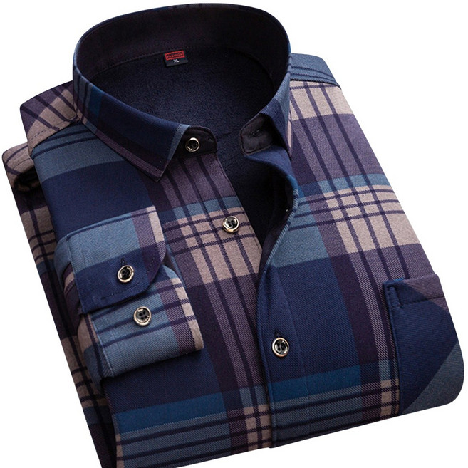 로로비 남성 기모 셔츠 겨울 체크 남방 티셔츠 RB0100