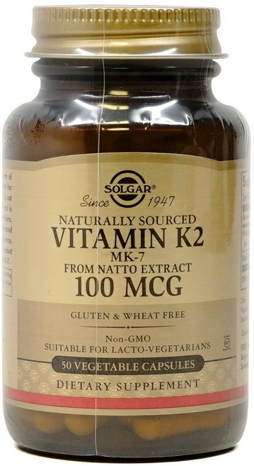 솔가 비타민 K 2 100 mcg 50정 (베지캡슐) Solgar Natural Vitamin K2 (MK-7) 100mcg 50Vcaps, 1개