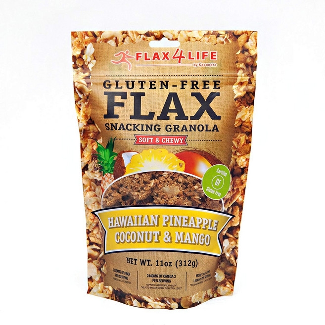 Flax4Life 스내킹 그래놀라 하와이언 파인애플 코코넛&망고, 312g, 1개