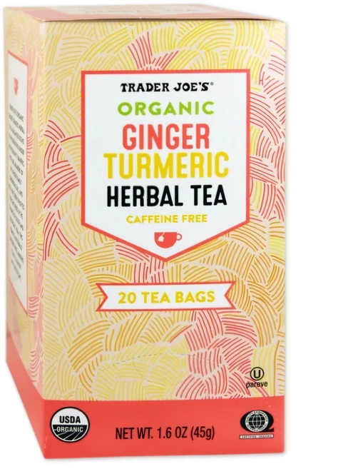 트레이더조 진저 터메릭 강황 생강 허브차 20팩 45g Trader Joes Organic Ginger Turmeric Hebal Tea 1.6 oz, 1개 - 쿠팡