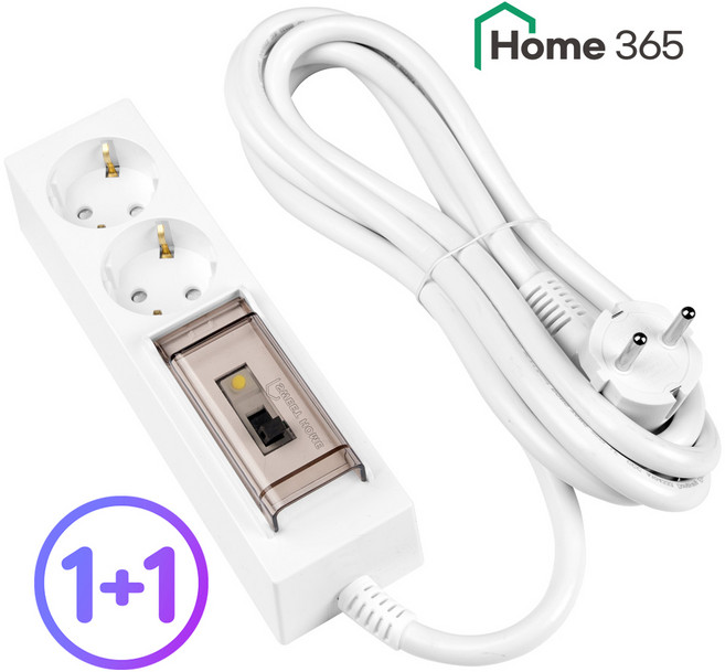 1+1 홈365 국산 누전차단 고용량 납작 멀티탭 2구 0.7m 1.5m 3m 5m 7m 10m / 전기장판 온수매트 전기난로 히터 멀티탭, ., ., 누전차단 고용량 2구 화이트, 2개