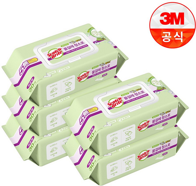 3M 표준형 베이직 물걸레 청소포 더블액션 150매, 5개