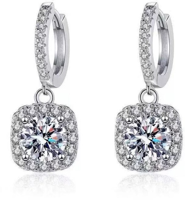 핫몰 써지컬스틸 큐빅 이어링 차원이 다른 1캐럿 모이사나이트 귀걸이