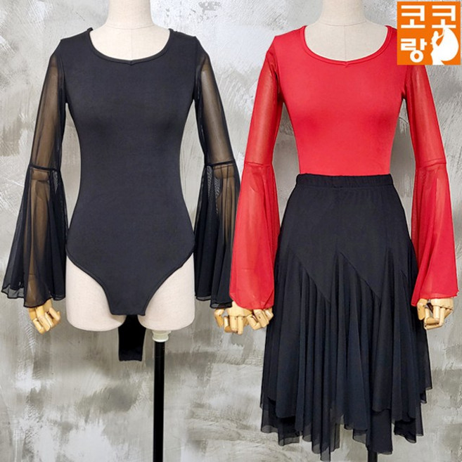 루리 라인댄스 밸리복 줌바 댄스티 무용티 벨리 무대 공연 연습, L, 블랙