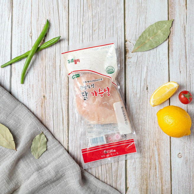 푸르델리 한방숙성 냉동 생 닭가슴살(120g) 개별진공포장 50팩 6kg, 120g, 50개