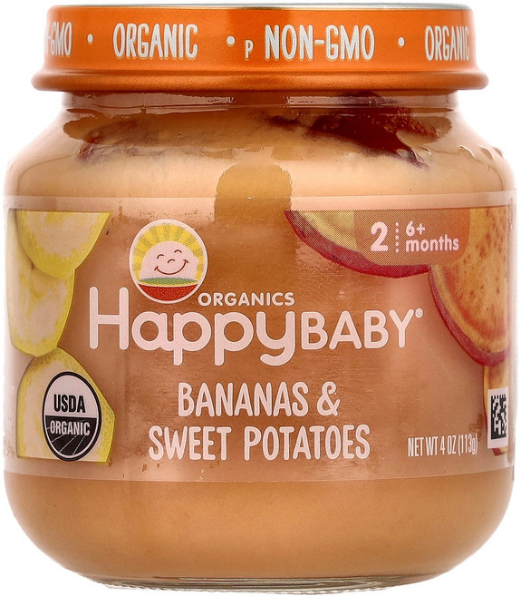 Happy Family Organics Baby® 생후 6개월 이상 바나나 및 고구마 113g(4oz) Organics (해피 패밀리 오가닉스), Happy Family Organics, Baby®,, 1