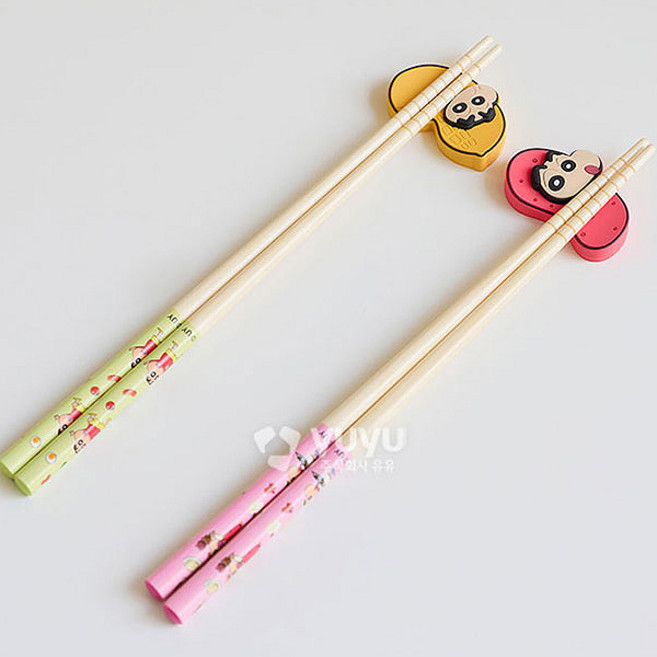 짱구 젓가락-대나무 수저받침세트 2P YP9352