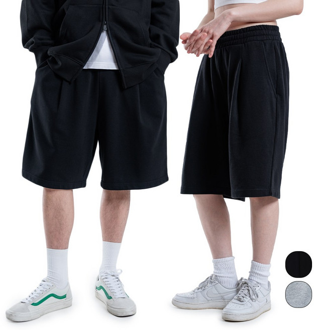 맥스모어 버뮤다 원턱 와이드 트레이닝 스웨트 하프 팬츠 남여공용 빅사이즈