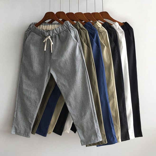 황제패밀리 여름용 시원한 남자 데일리 린넨 밴딩 바지