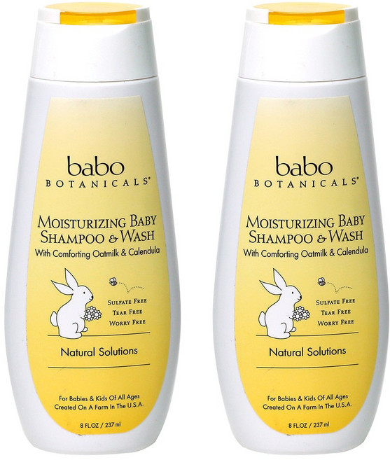 바보보타니컬스 보습 차일드 샴푸 & 워시 올인원클렌저 오트밀크 & 카렌듈라, 237ml, 2개