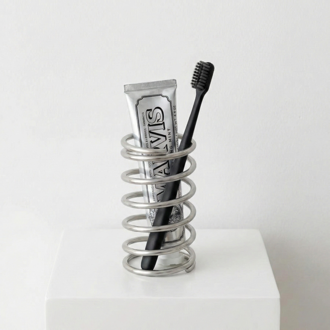 코지로그 감성소품 스텐 다용도 칫솔꽂이, 실버, 1개