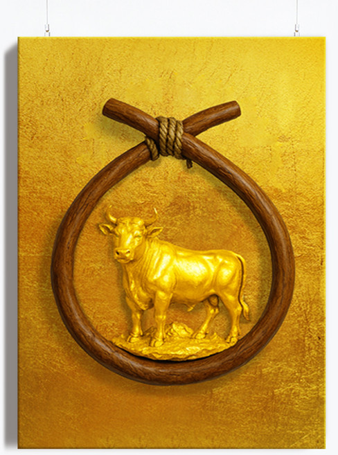 [인메이블] 풍수 돈들어오는 액막이 금전운 그림 6종 황금 명태 황소 캔버스 액자 풍요 소코뚜레 사업운 가득 거실 사무실 풍수 거실 벽 대형, 02.금전운 행운 황금 황소, 캔버스+[골드]올림액자, 20호[72.7x53cm]