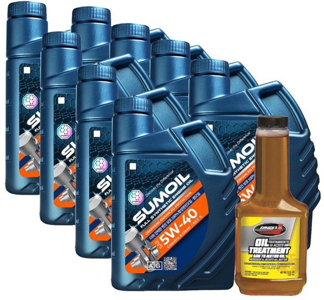 미라텍 신제품 썸오일 합성엔진오일 5W30/5W40 (7+1)8L+존슨엔진코팅제12oz, 2)5w40 8L+존슨엔진코팅제12oz, 1개, 1L