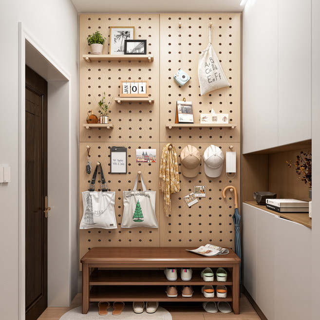 YAPOGI 인테리어 타공판 다용도 수납 선반 원목 공간활용 타공판, 60*80오크, 1개