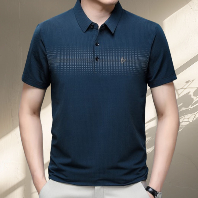 코엑티 남성 여름 자카드 비즈니스 캐주얼 카라 반팔티