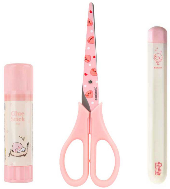 카카오프렌즈 가위+커터칼+딱풀 문구세트 / 라이언 어피치 / 딱풀25g 사무용가위 사무커터칼 문구칼 글루스틱 미술준비물 캐릭터문구 카카오학용품 카카오문구세트