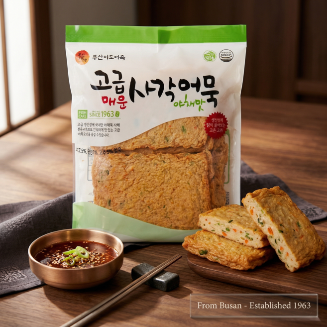 (부산미도어묵) 고급사각어묵 어육함량 높은 쫀득한 사각어묵 분식용, 1개, 400g